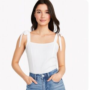 New Old Navy Linen Blend Tank Top Tie White Size Large NWT